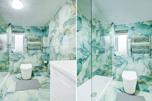 Familienzimmer, Mehrere Betten | Badezimmer | Kostenlose Toilettenartikel, Haartrockner, Handtücher, Toilettenpapier