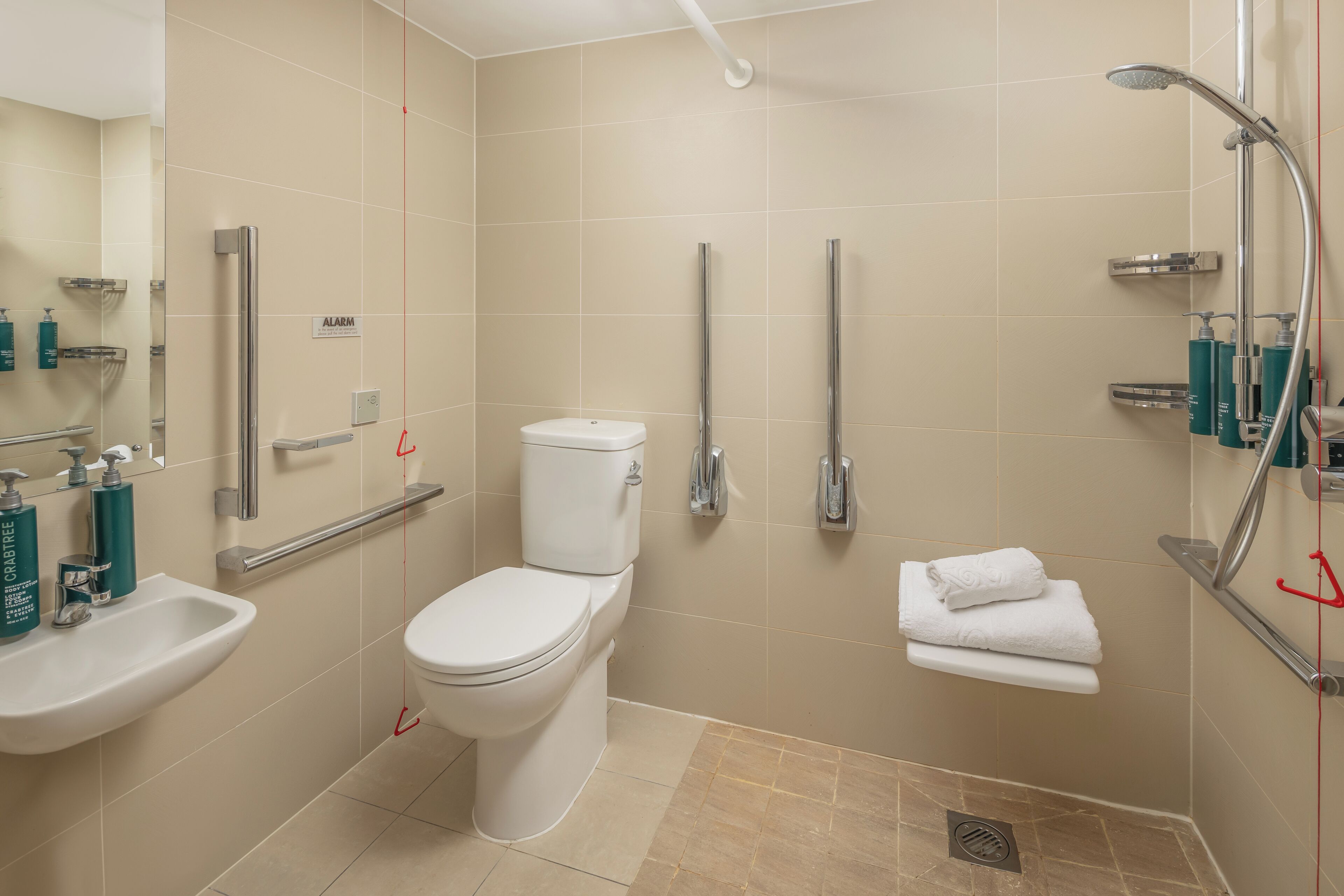 room, 1 queen bed, accessible | bathroom | shower, eco-friendly toiletries, hair dryer, towels