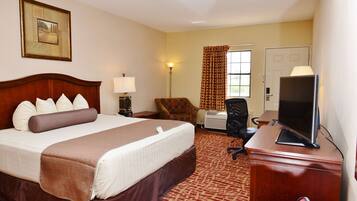 Individually furnished, desk, laptop workspace, blackout curtains