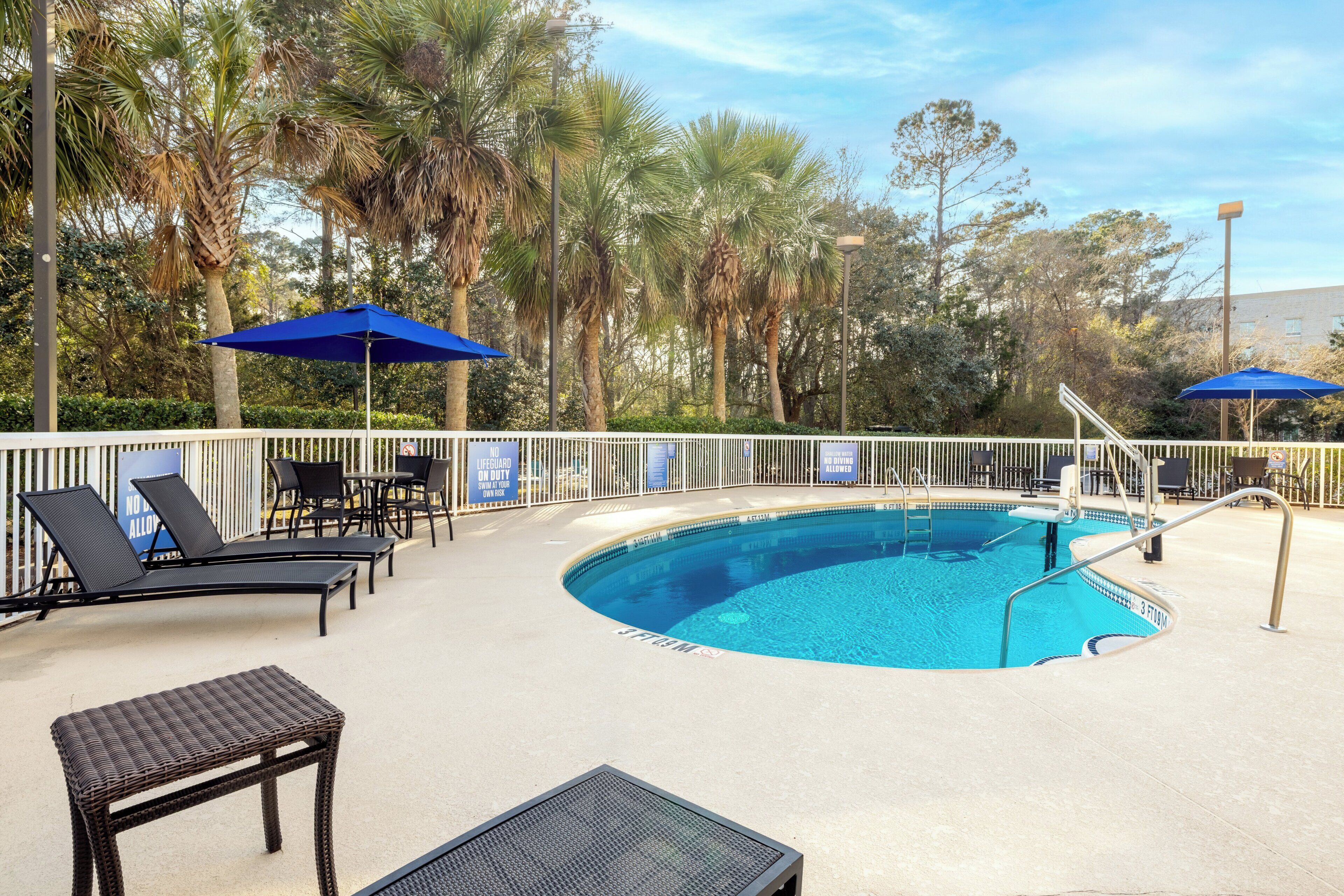 Outdoor pool, pool loungers