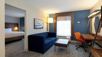In-room safe, desk, laptop workspace, blackout curtains