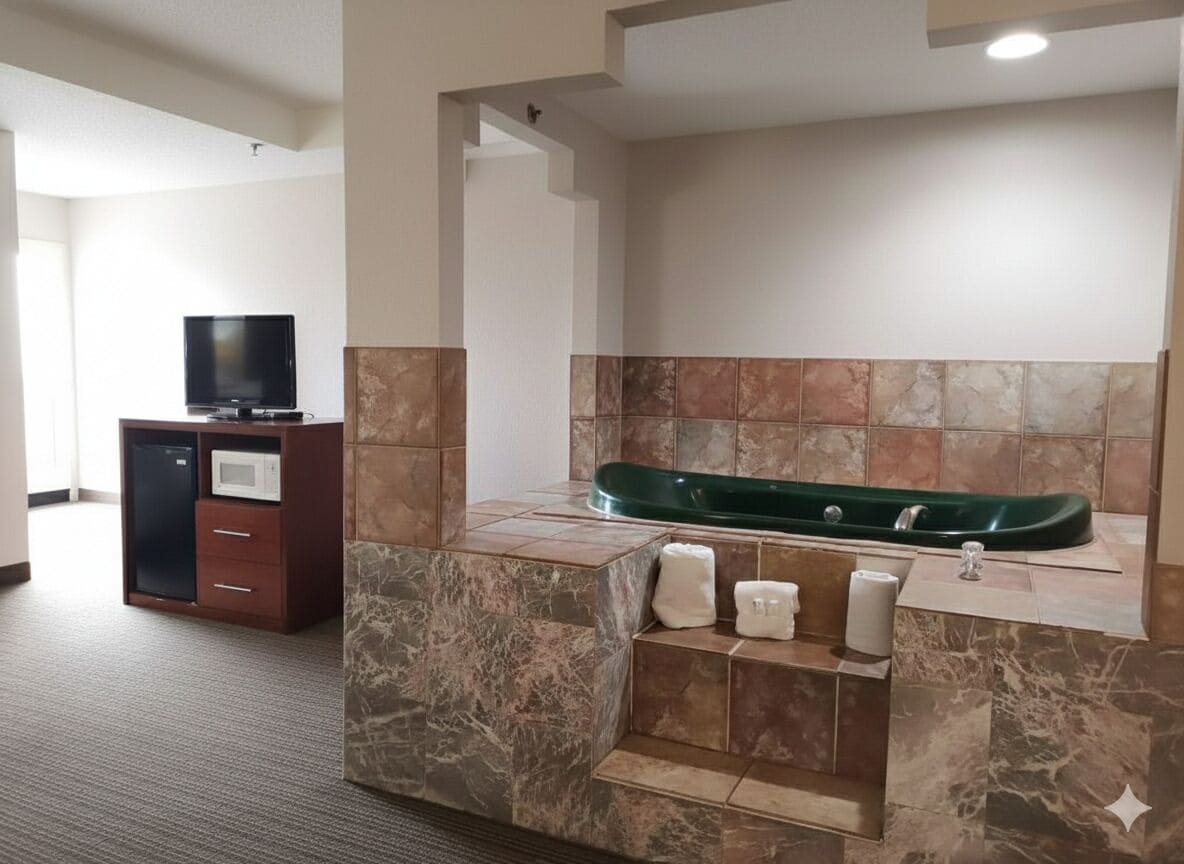 Suite, 1 Bedroom, Non Smoking (Whirlpool) | Peti besi dalam bilik, meja, ruang kerja komputer riba 