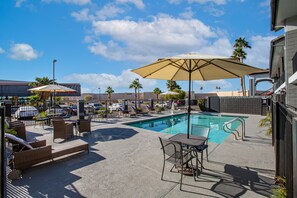 Outdoor pool, sun loungers