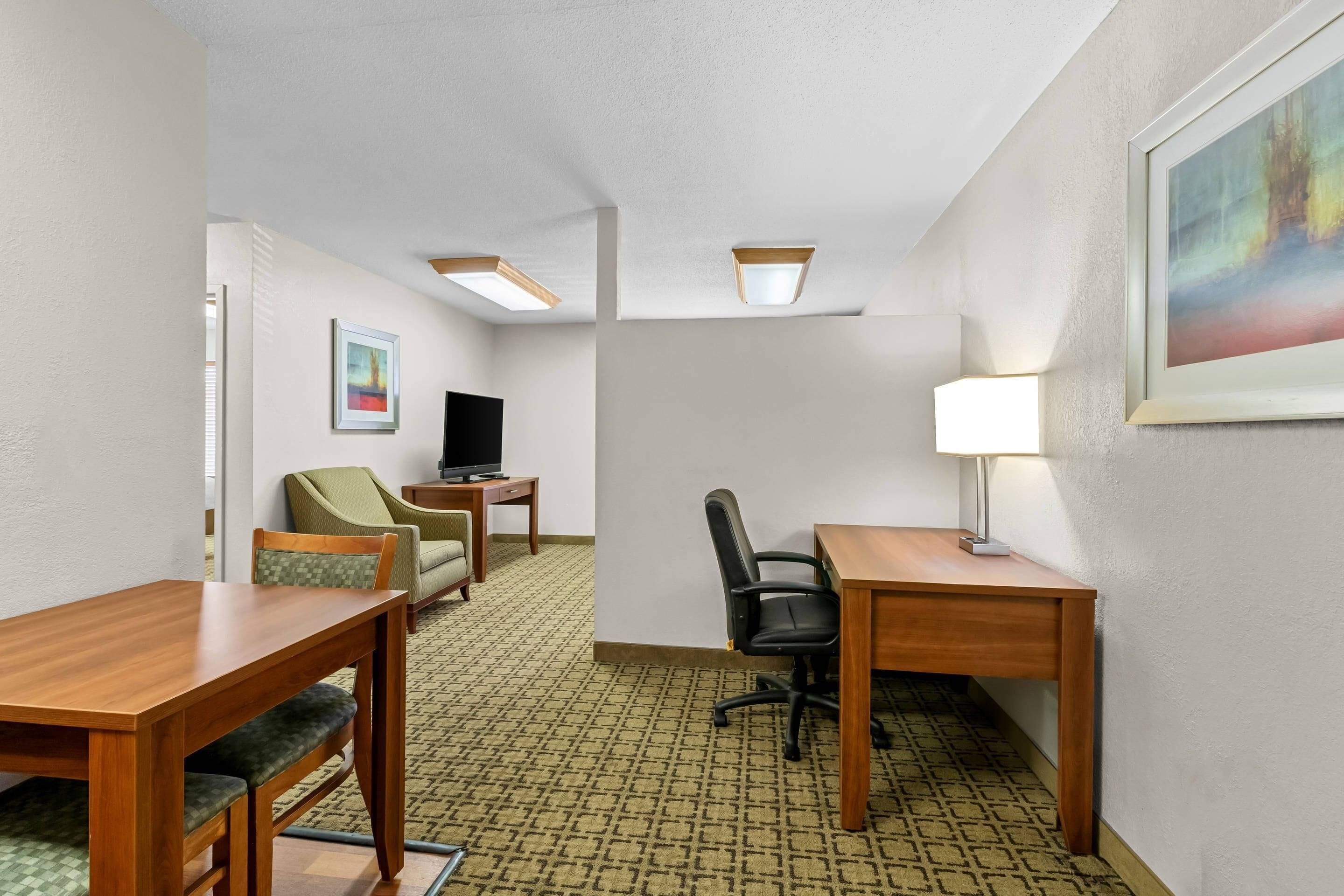 individually decorated, individually furnished, desk, blackout curtains