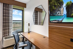 1 bedroom, desk, laptop workspace, iron/ironing board