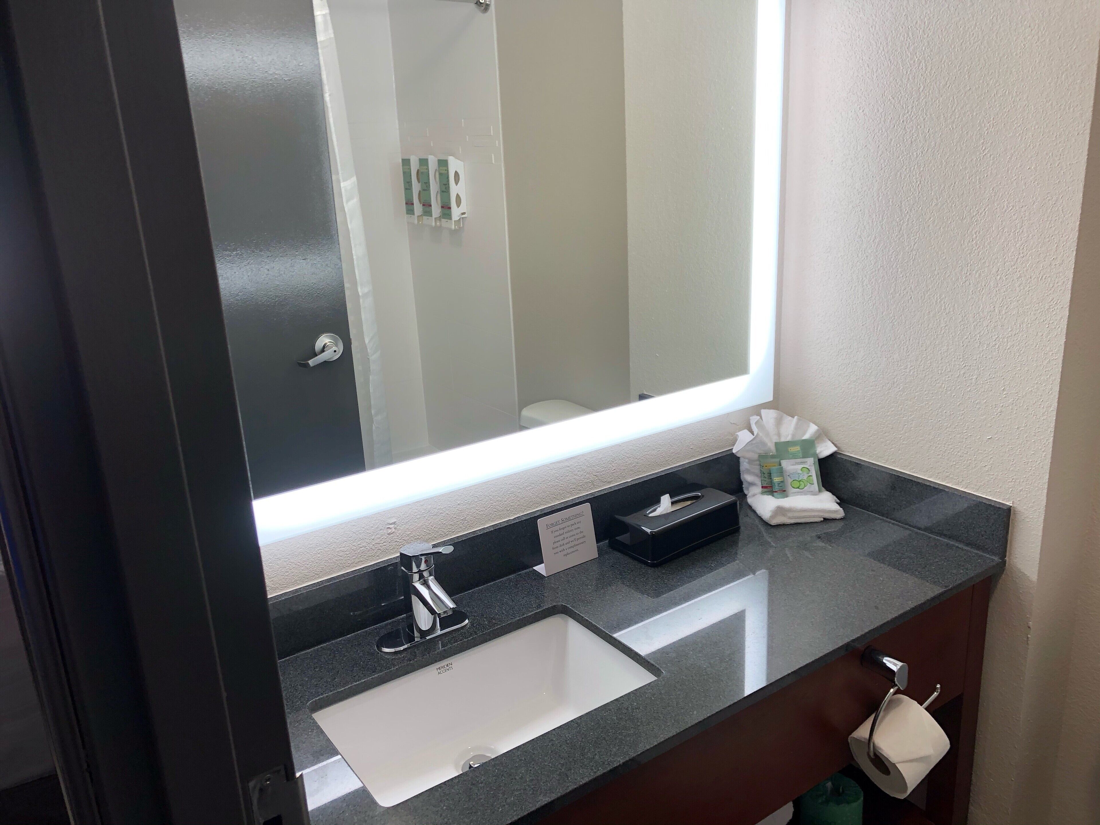 free toiletries, hair dryer, towels