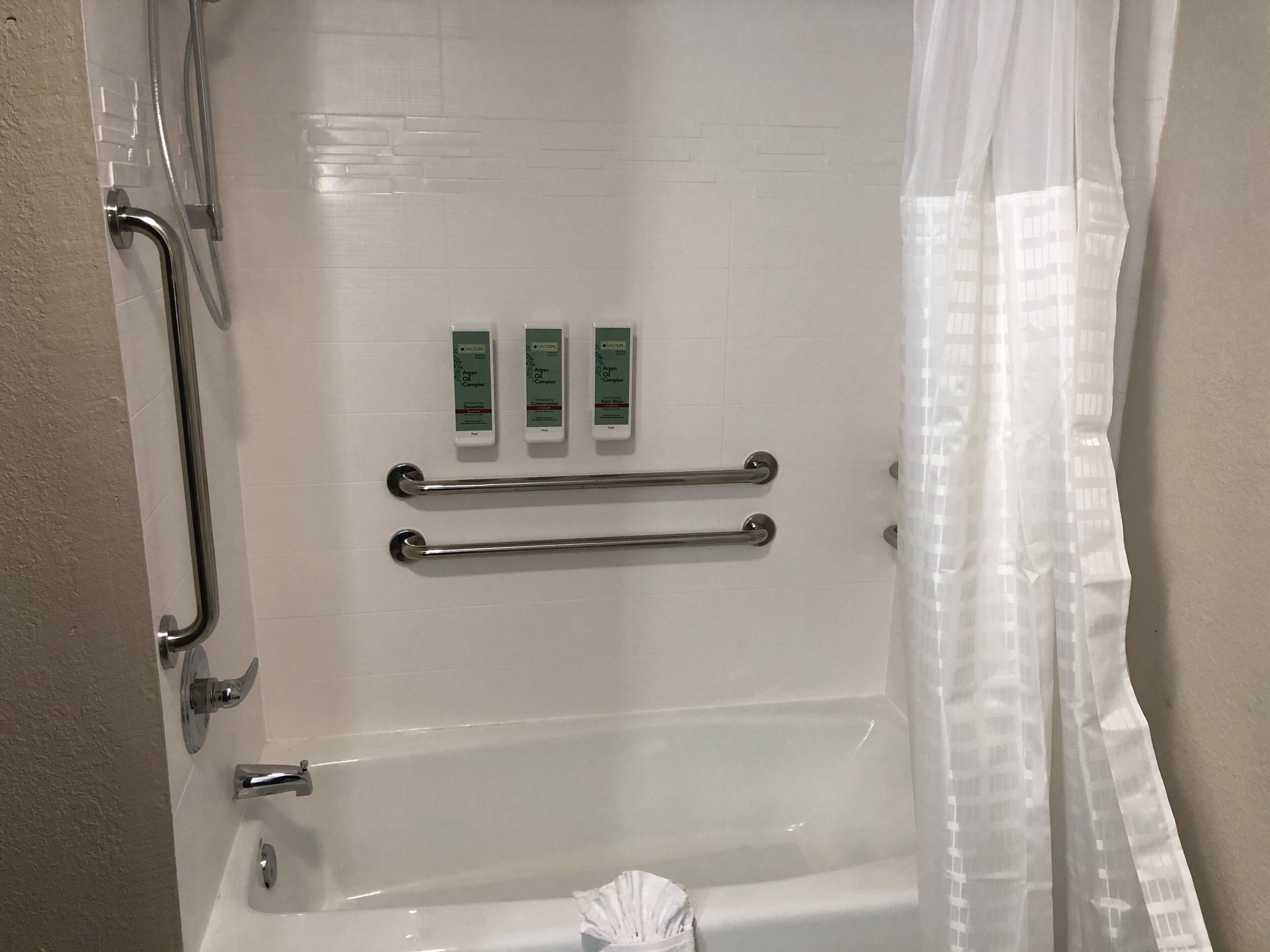 free toiletries, hair dryer, towels