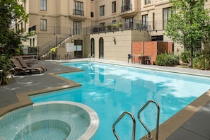 Outdoor pool, sun loungers