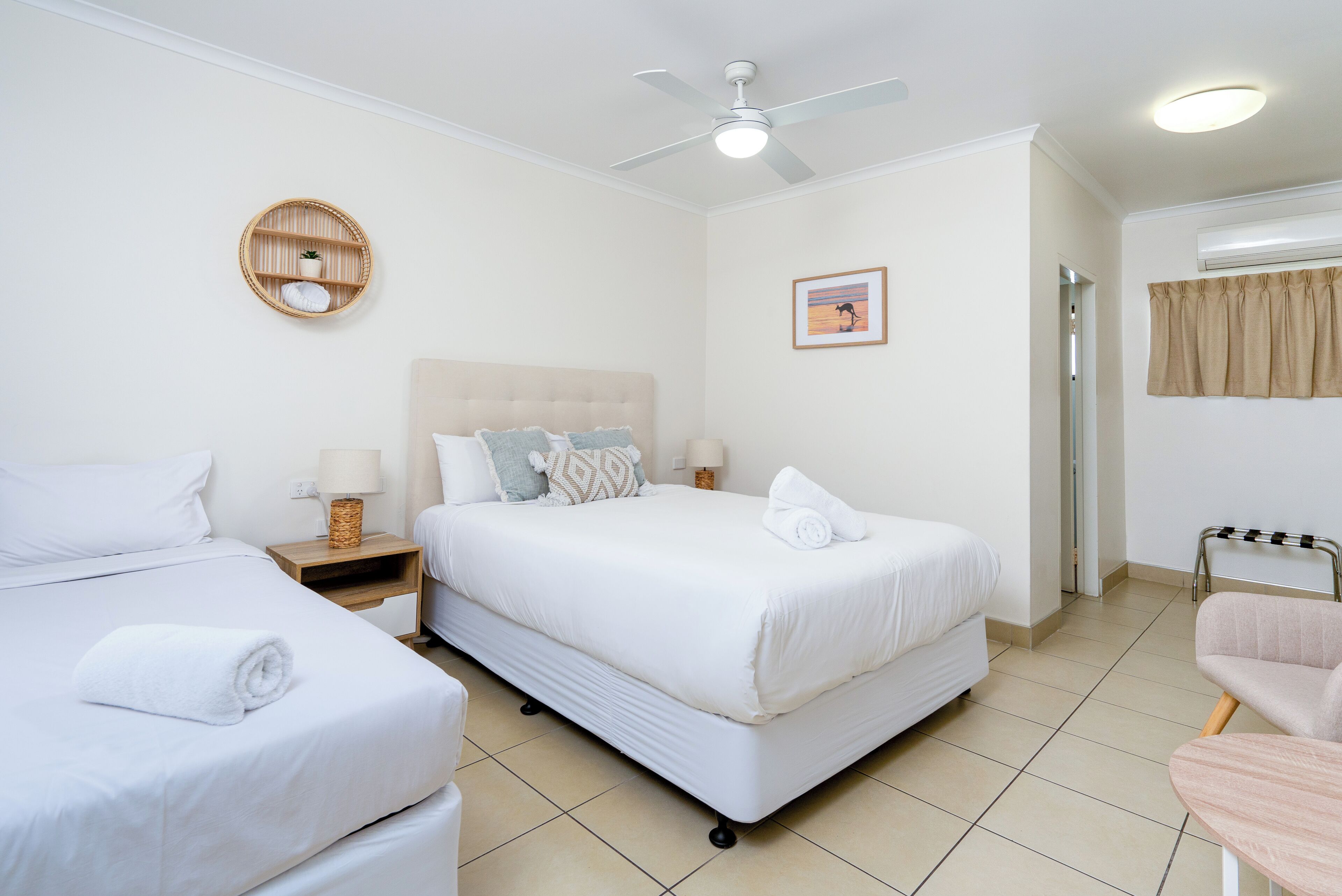 standard twin room, multiple beds | desk, laptop workspace, iron/ironing board, free wifi