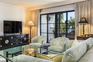 Luxury Suite, 1 Bedroom, Ocean View (Anacapa) | Living room | Flat-screen TV