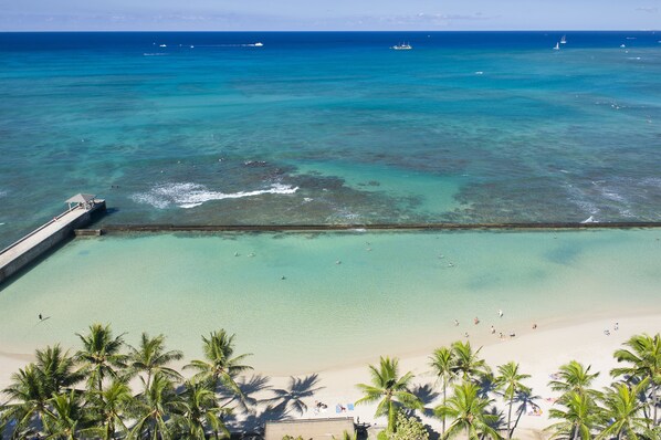 Vue sur la plage ou l’océan