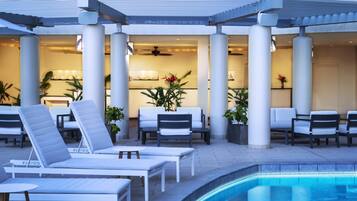 Outdoor pool, pool loungers