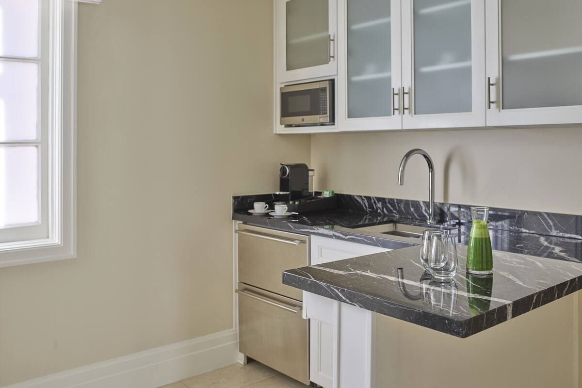 two bedroom bel-air suite with balcony | private kitchenette | fridge, microwave