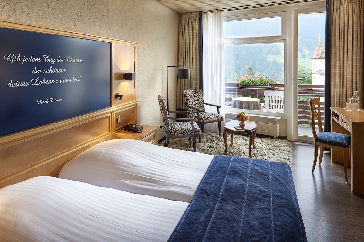 superior double room eiger view with balcony | hypo-allergenic bedding, minibar, in-room safe, individually decorated