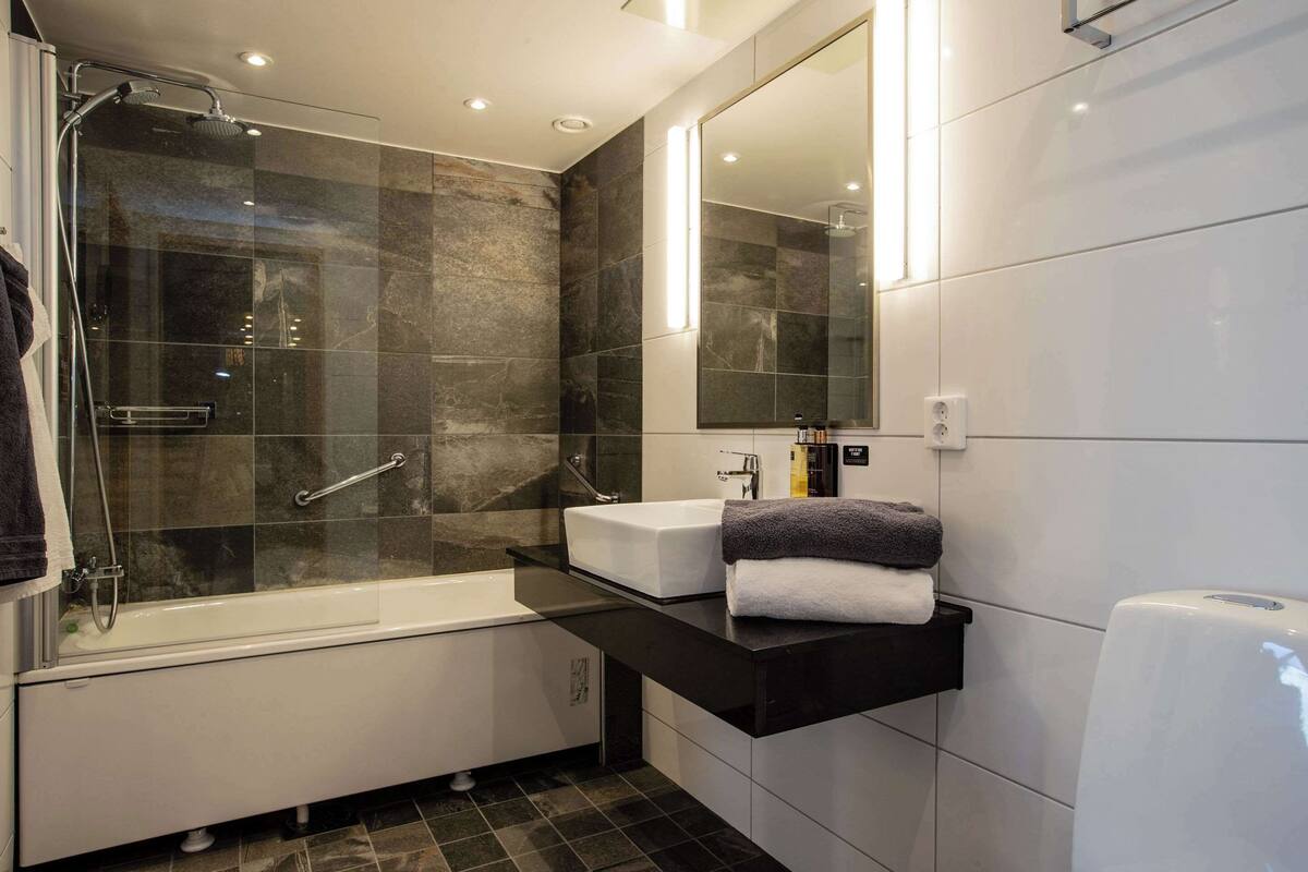 hair dryer, towels