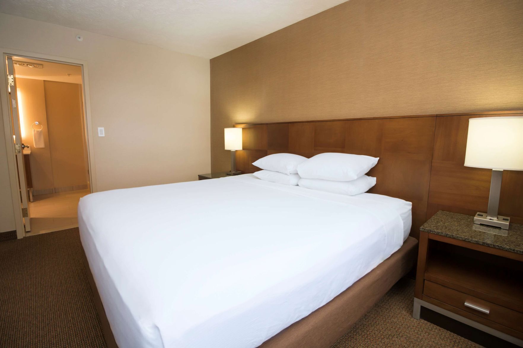 Premium bedding, down comforters, pillowtop beds, desk