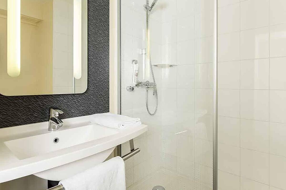 standard room, 1 double bed | bathroom | eco-friendly toiletries, hair dryer, towels