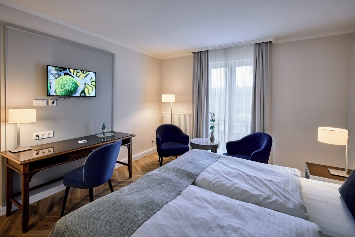 Comfort Double Room | Premium bedding, desk, laptop workspace, blackout drapes