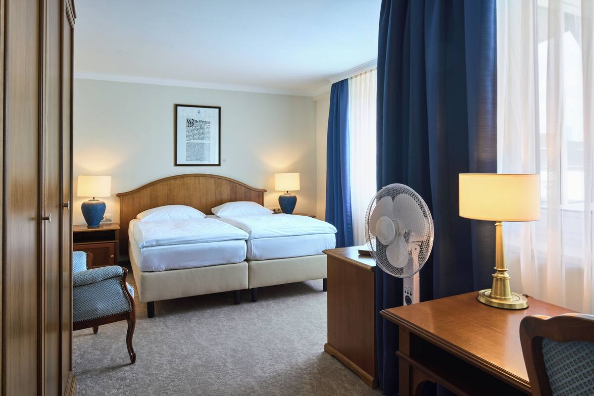 Standard Double Room | Premium bedding, desk, laptop workspace, blackout drapes