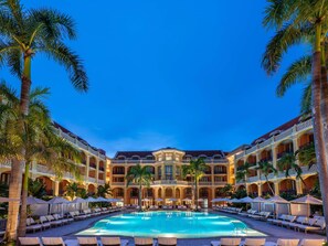 Outdoor pool, pool umbrellas