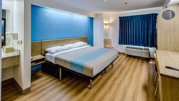 Desk, free WiFi, bed sheets