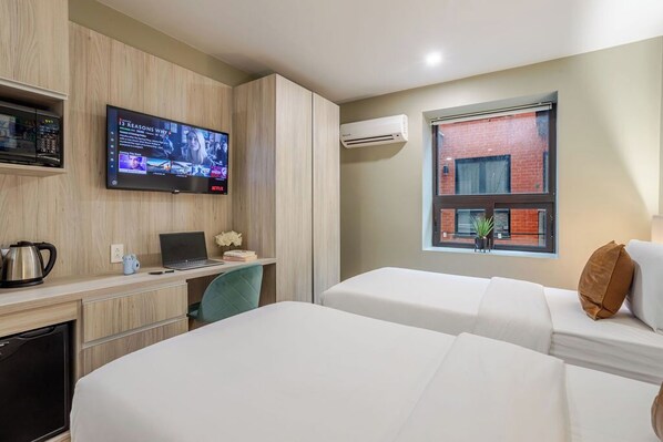 1 bedroom, desk, laptop workspace, iron/ironing board