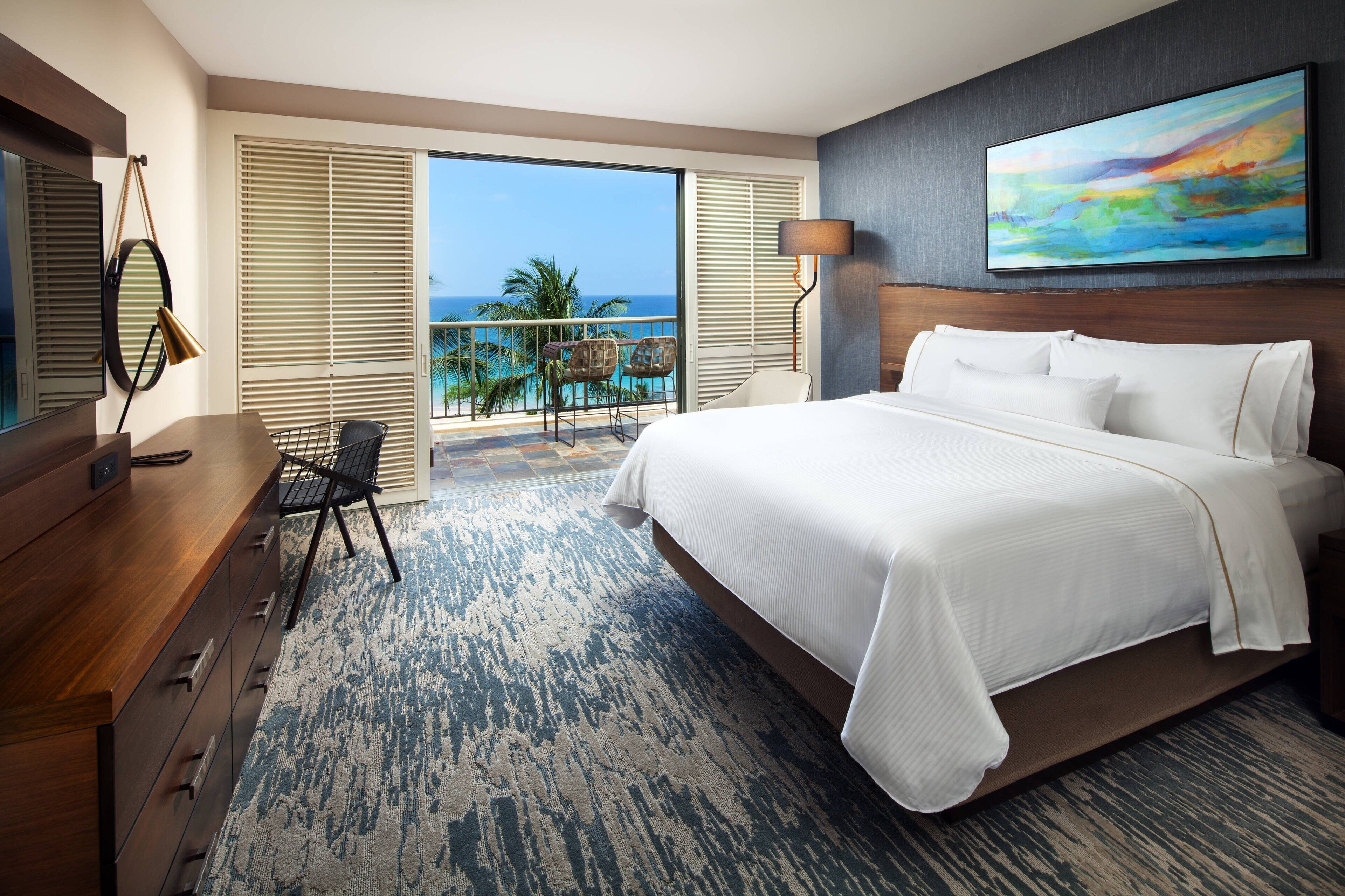 スイート 1 ベッドルーム オーシャンビュー (1 King Bed, Balcony or Lanai) | 高級寝具、ピロートップベッド、セーフティボックス (室内)、デスク