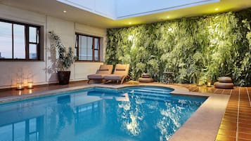 Indoor pool, open 6:30 AM to 9:00 PM, sun loungers