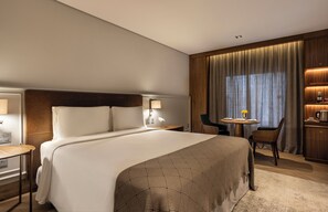Departamento ejecutivo, 1 cama King size | Sábanas de algodón egipcio y ropa de cama de alta calidad 