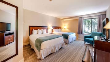 Luxe beddengoed, pillowtop-bedden, een kluis op de kamer