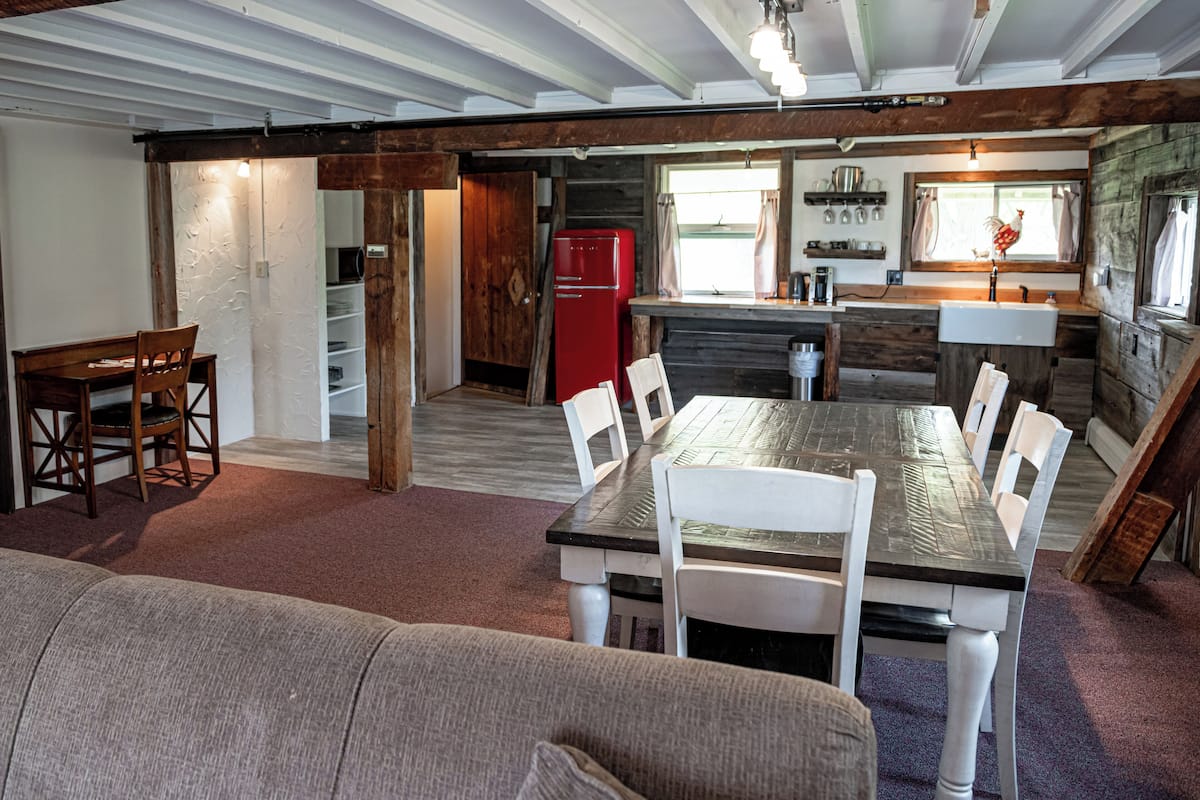 two bedroom barn suite | living area | books