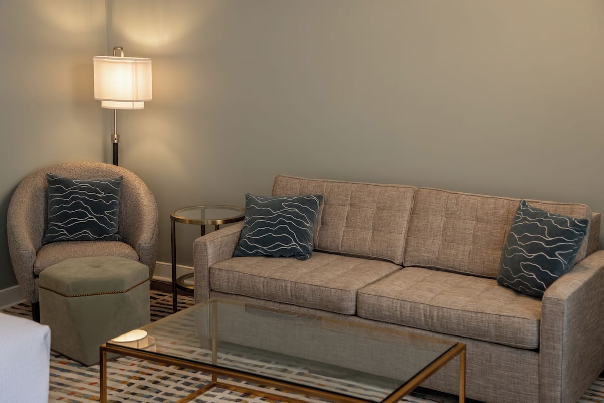 double queen room | living area | books