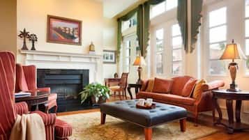 32-inch LCD TV with cable channels, TV, fireplace