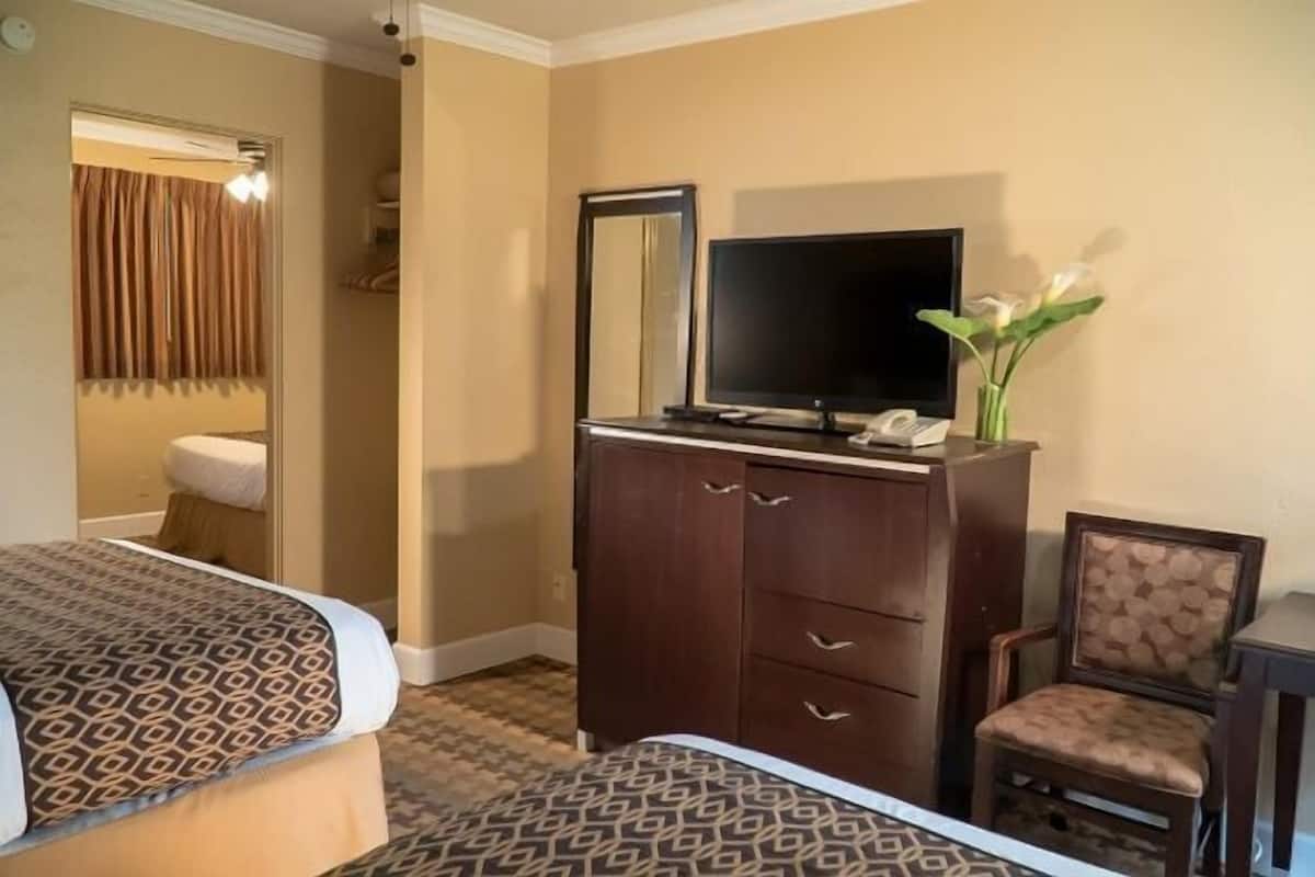 Hypo-allergenic bedding, desk, blackout drapes, cribs/infant beds