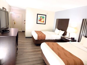 Standard Double Room, 2 Double Beds, Non Smoking | Pillowtop beds, blackout drapes, soundproofing, iron/ironing board