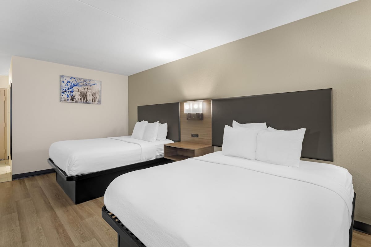 Standard Room, 2 Queen Beds, Non Smoking, Refrigerator & Microwave (Pet Friendly) | In-room safe, desk, laptop workspace, blackout curtains