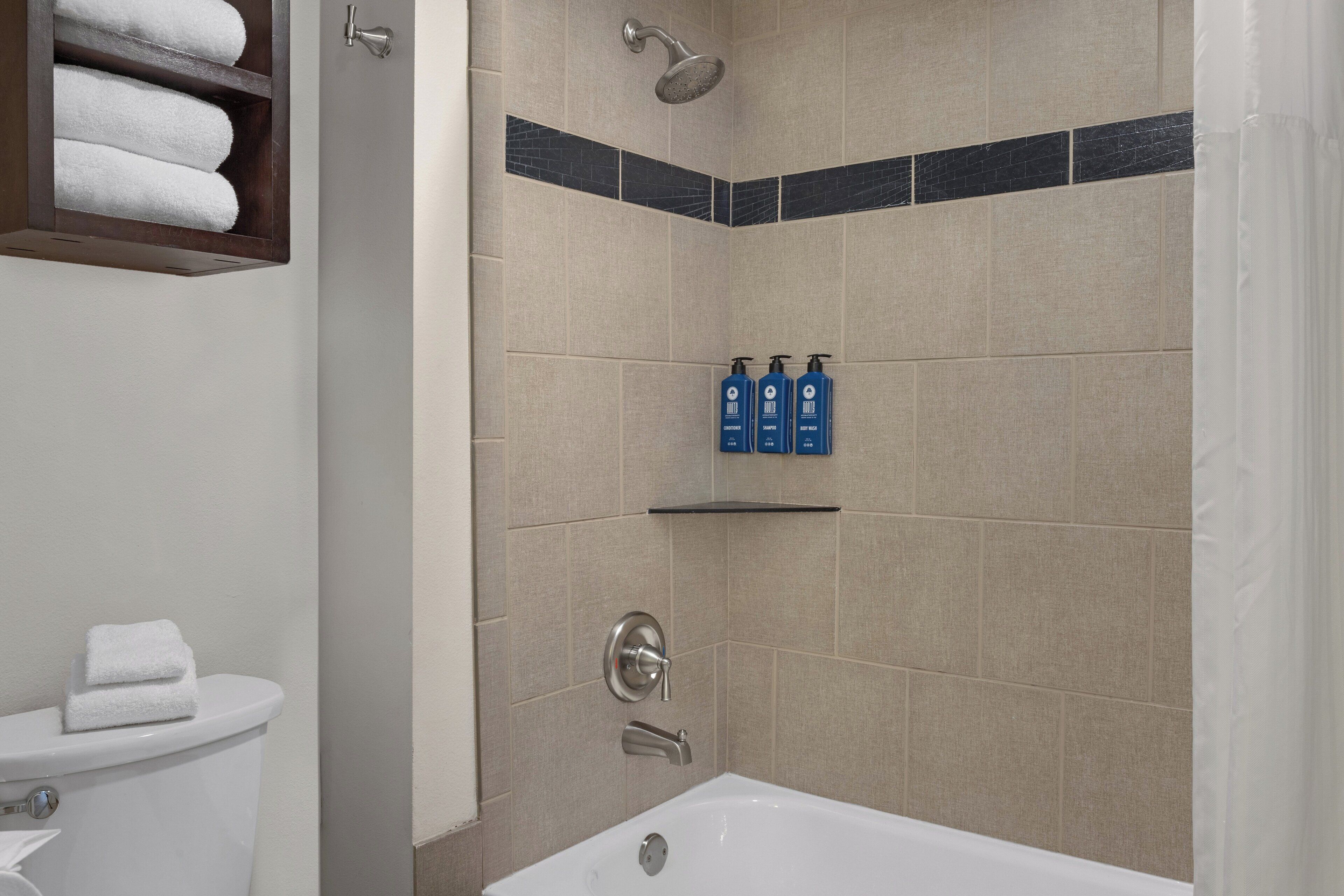 free toiletries, hair dryer, bathrobes, towels