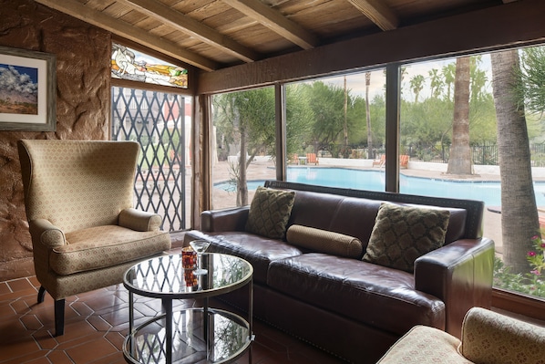 Lunch and dinner served, pool views