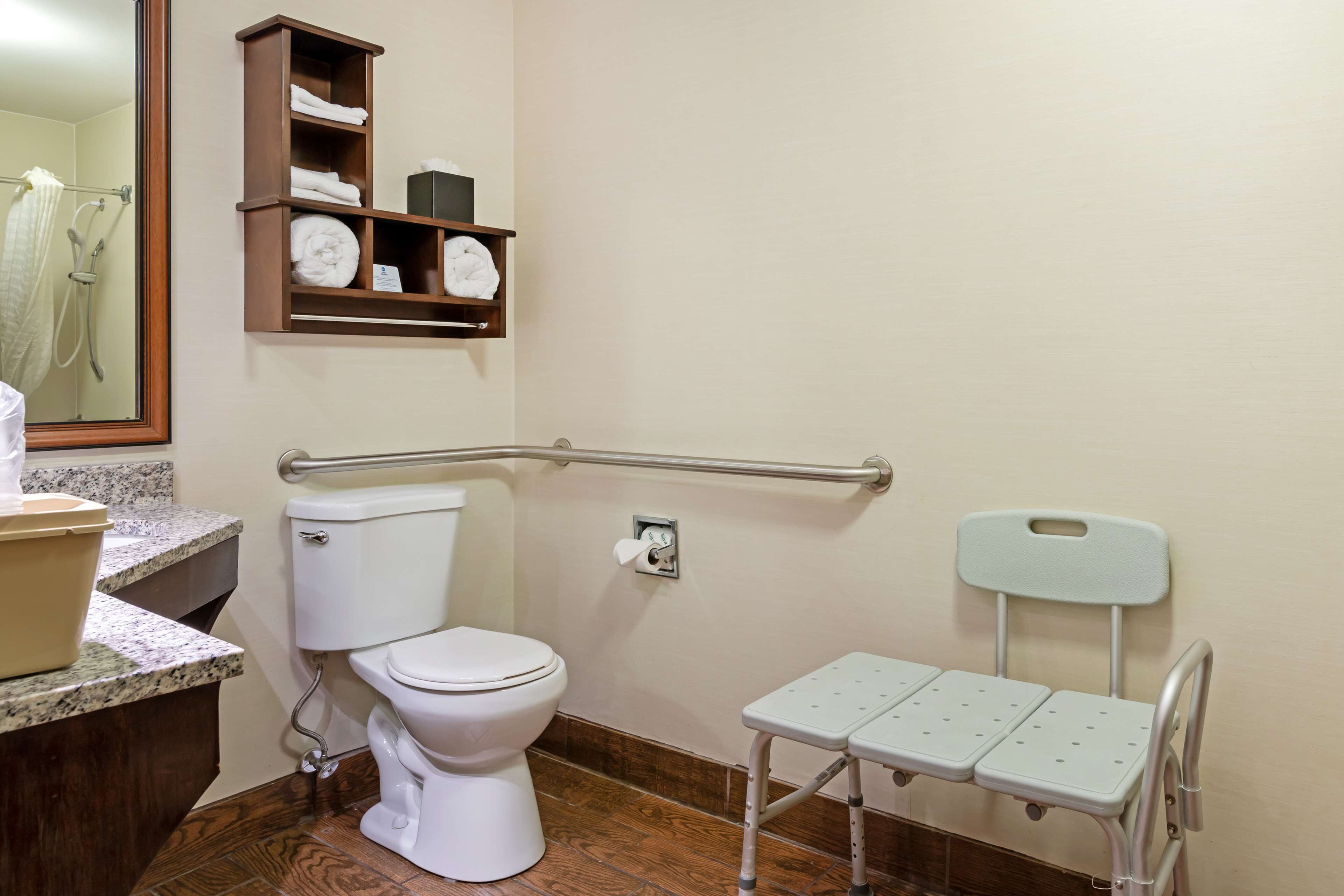 standard room, 1 king bed, accessible, non smoking | bathroom | combined shower/bathtub, free toiletries, hair dryer, towels