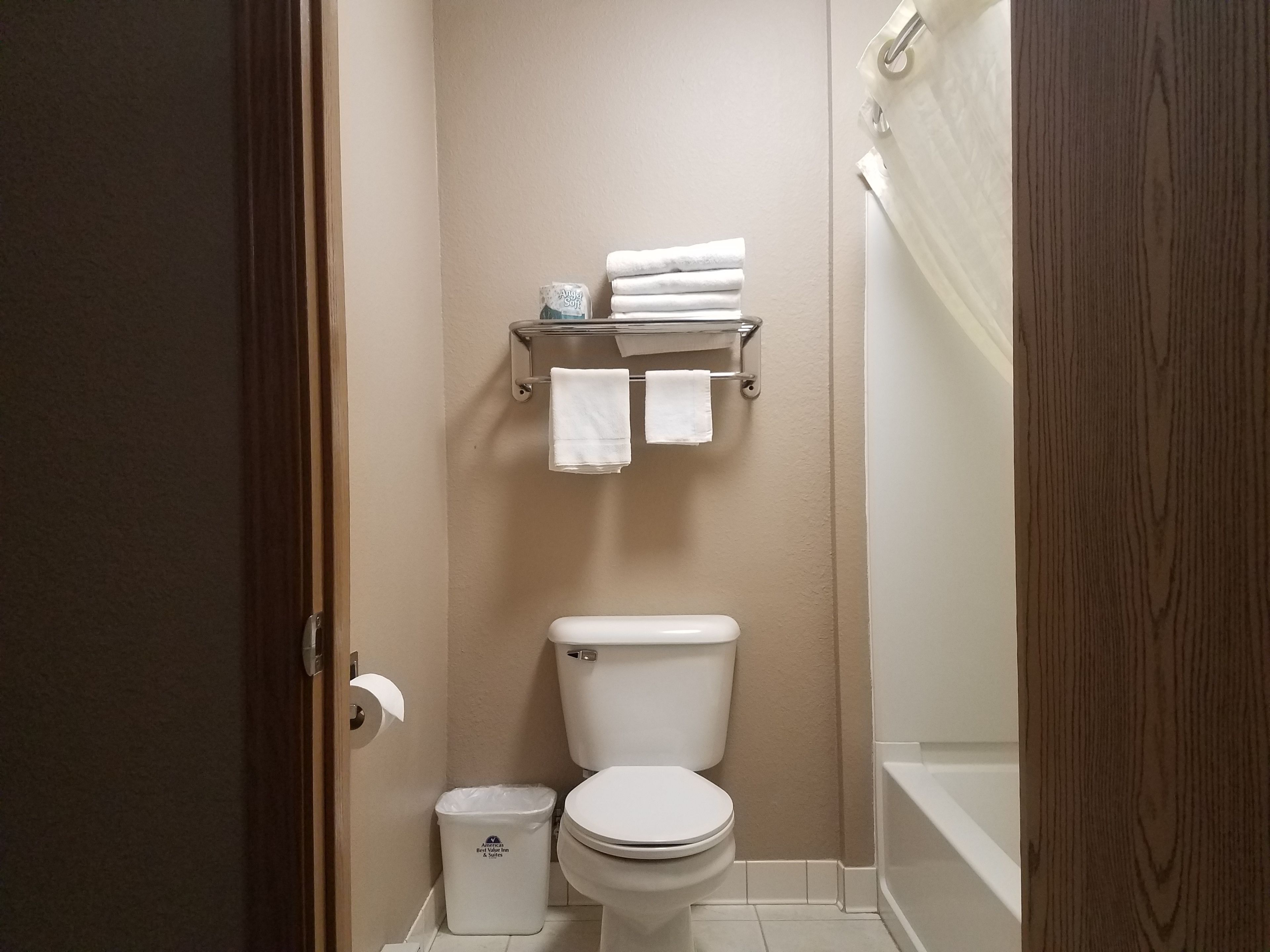 one queen bed, non-smoking | bathroom | free toiletries, hair dryer, towels