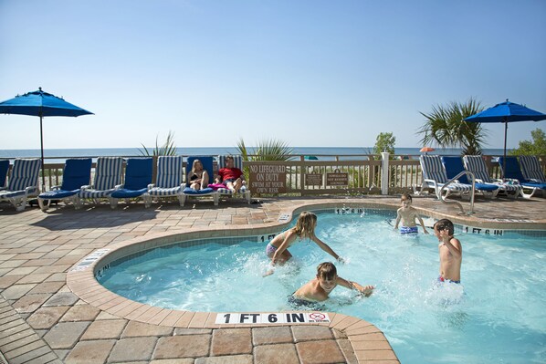 Indoor pool, seasonal outdoor pool, pool umbrellas, sun loungers