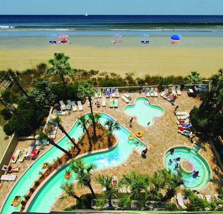 Indoor pool, seasonal outdoor pool, pool umbrellas, sun loungers