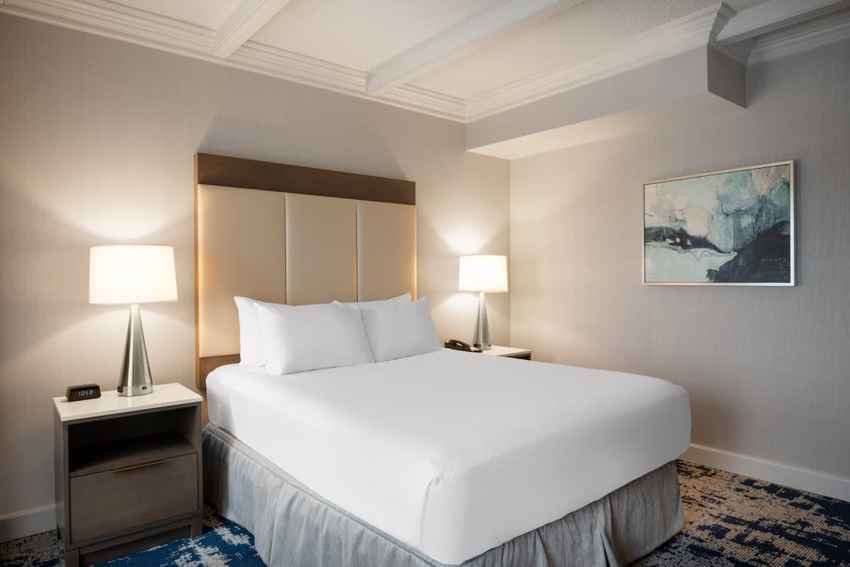 In-room safe, desk, laptop workspace, blackout curtains