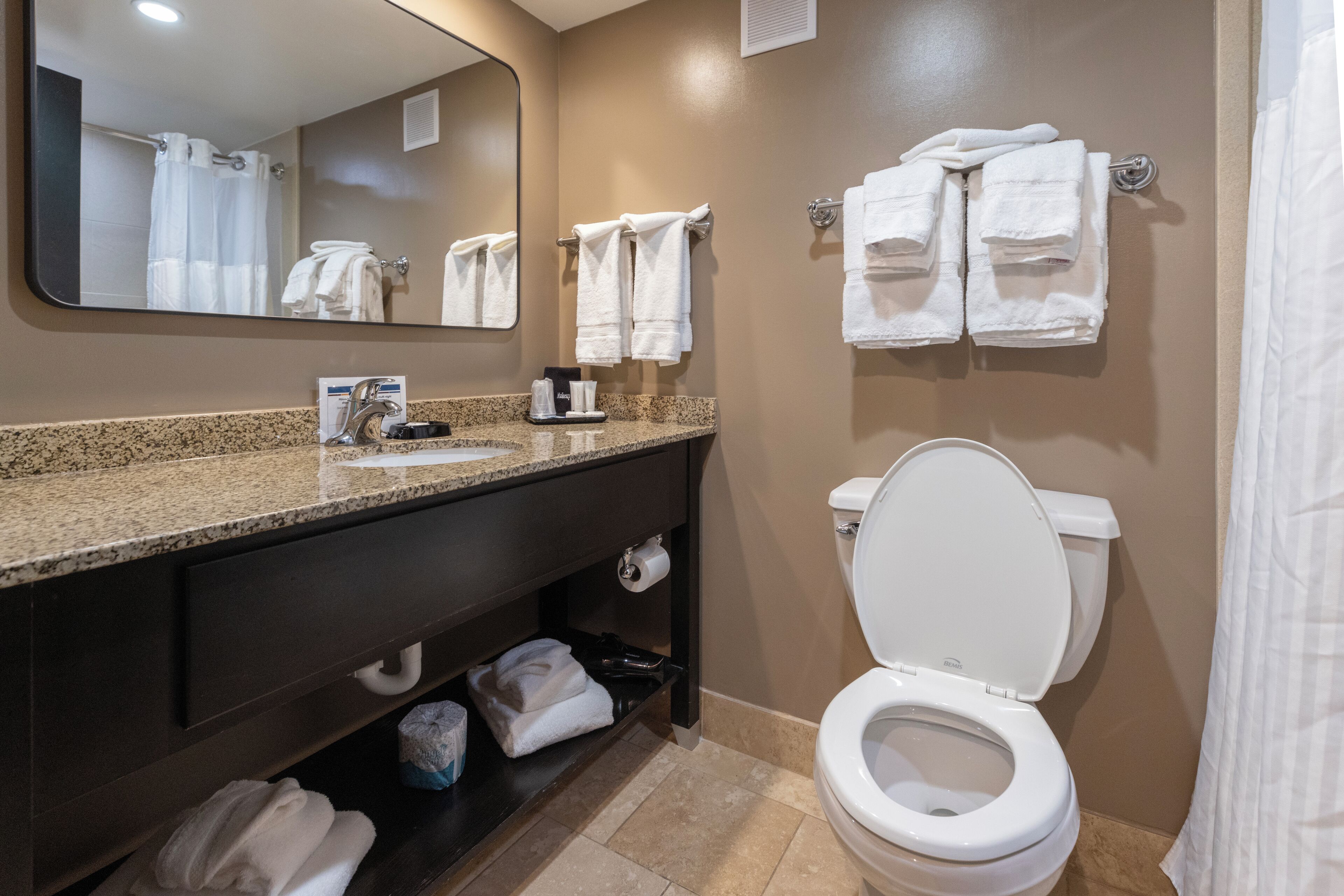 standard suite, city view (2 double beds and 1 sofa bed) | bathroom | designer toiletries, hair dryer, towels, soap