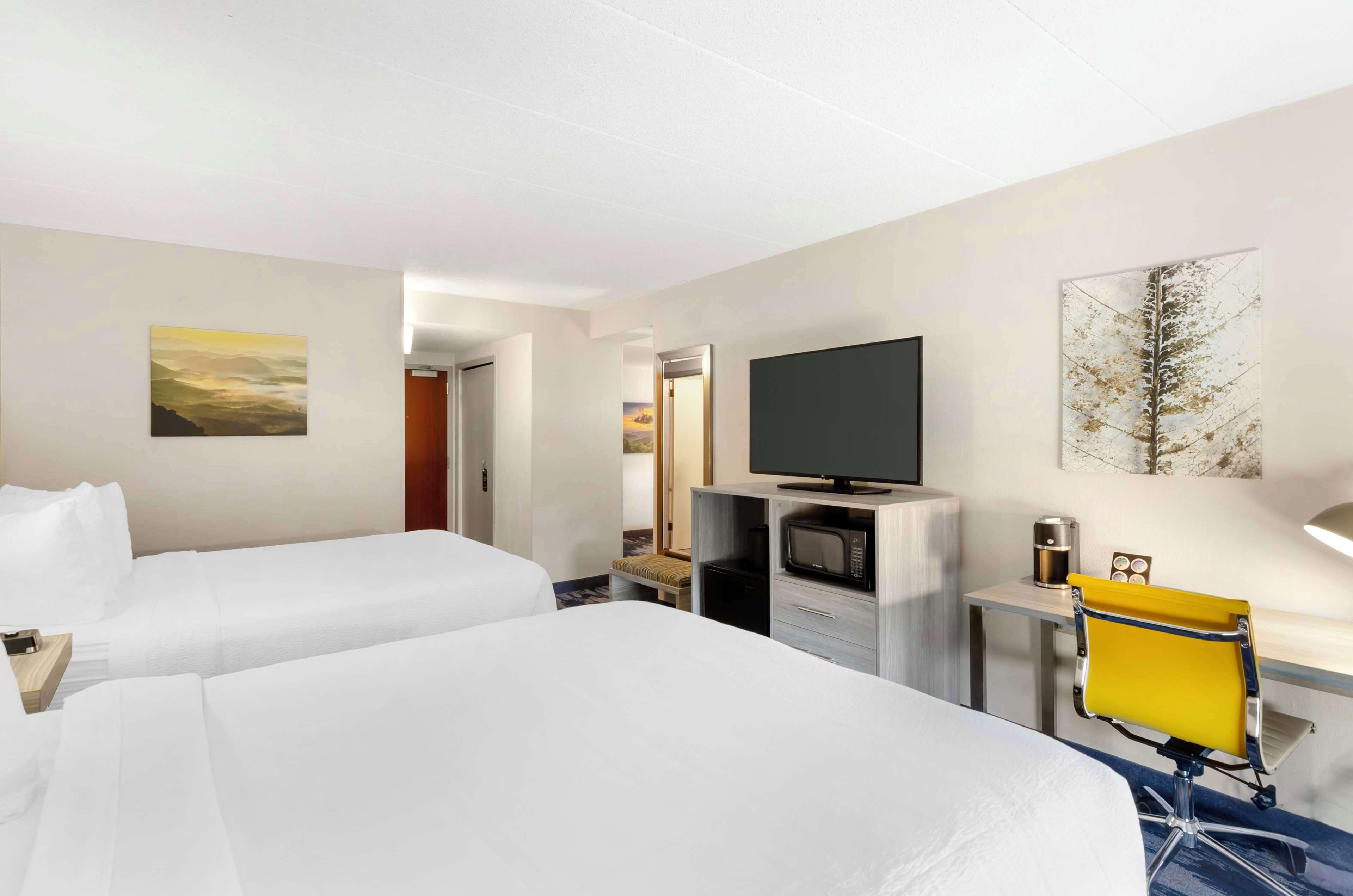 suite, 2 queen beds, non smoking, refrigerator & microwave | 1 bedroom, in-room safe, desk, blackout curtains