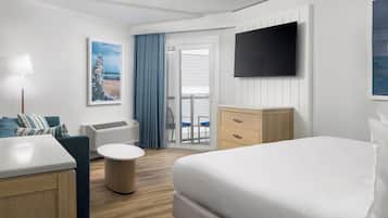 Ropa de cama de alta calidad, muebles diferentes y cortinas blackout