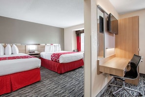 Suite, 2 Queen Beds | Desk, blackout drapes, iron/ironing board, free WiFi