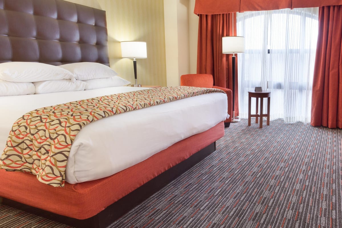 1 bedroom, desk, blackout curtains, iron/ironing board