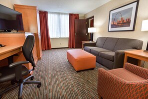 Suite, 1 King Bed with Sofa bed, Refrigerator & Microwave (2 Rooms) | 1 bedroom, desk, blackout drapes, iron/ironing board