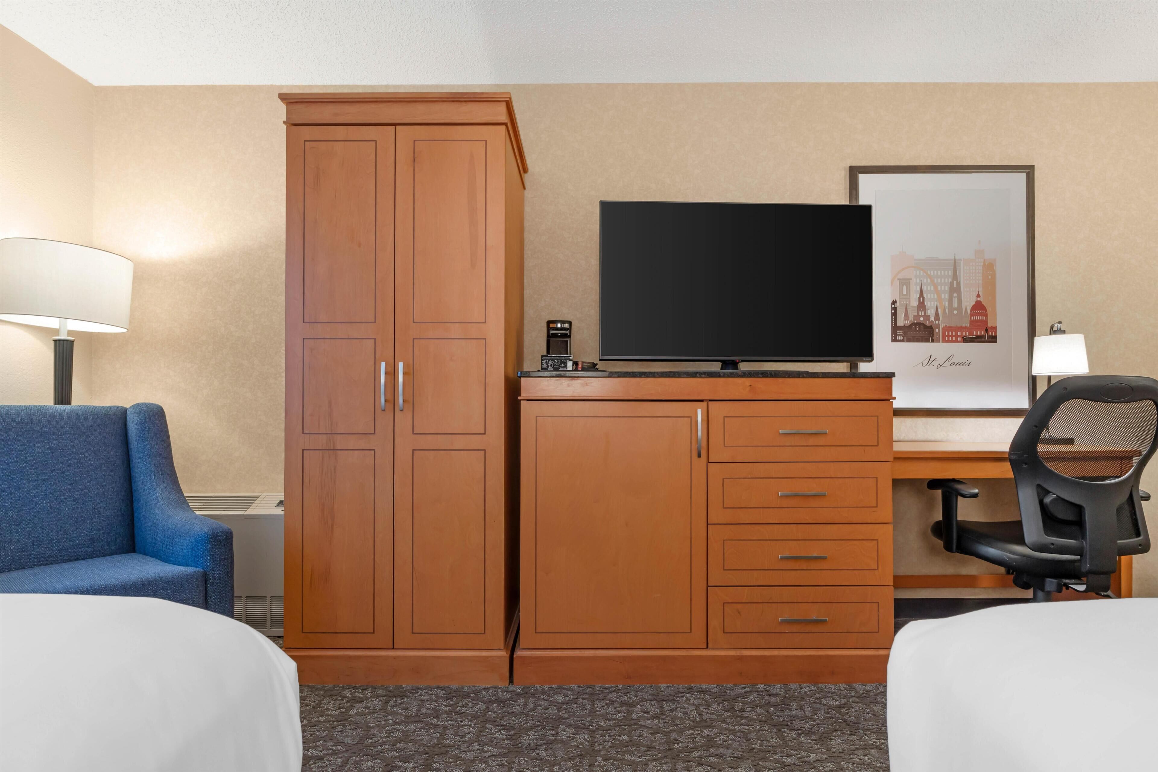 Room, 2 Queen Beds | Desk, blackout drapes, iron/ironing board, cribs (free)
